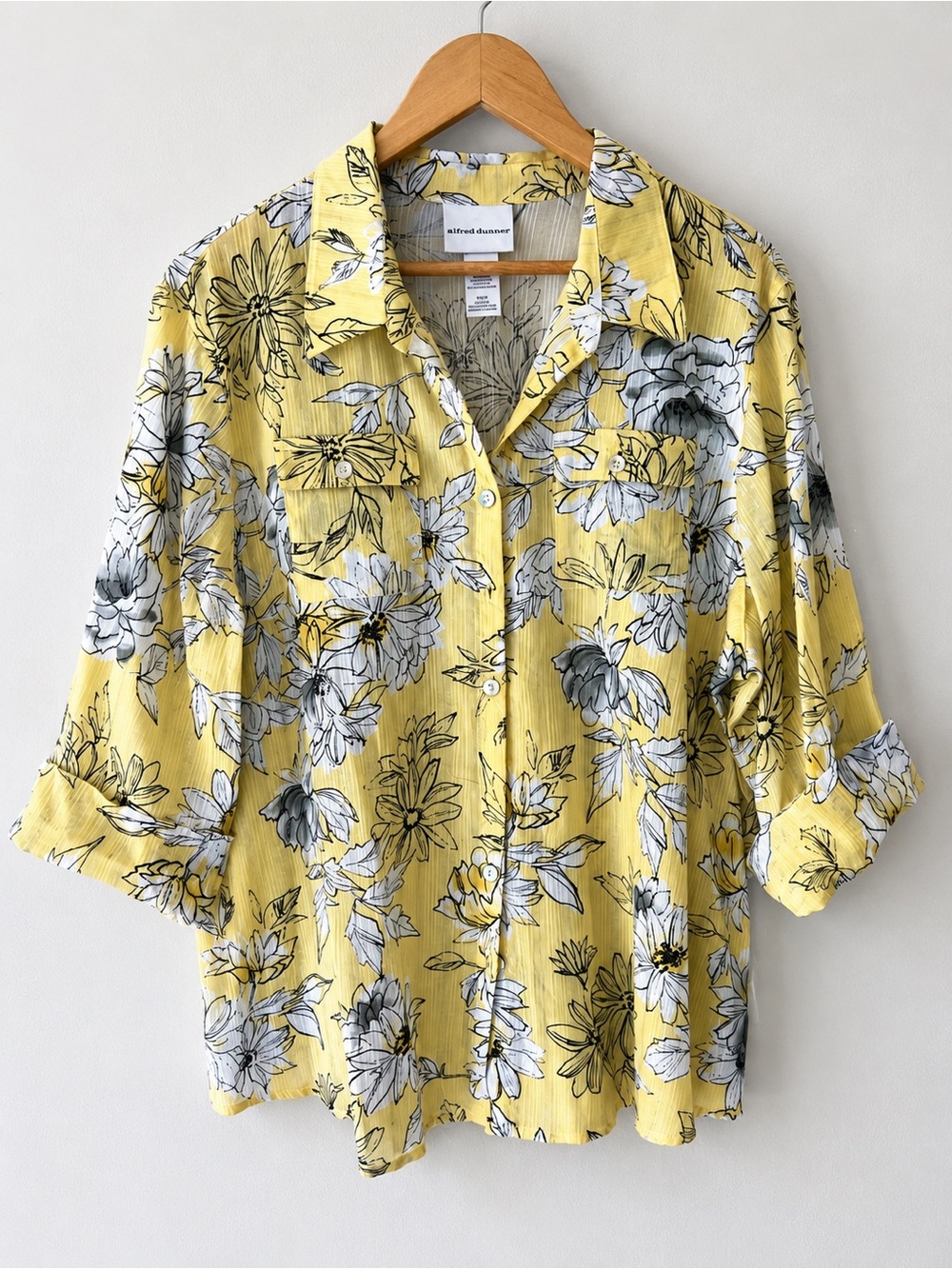 *NWT* Alfred Dunner Women's Summer in the City Yello Floral Button Down Top - XL
